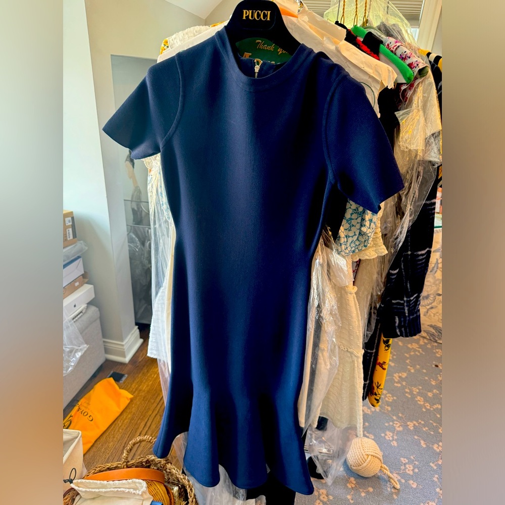 Milly navy blue dress with flounce